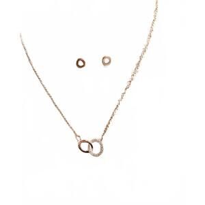 NEW CAROLINE HILL women's interwined circle necklace and earring set in gold